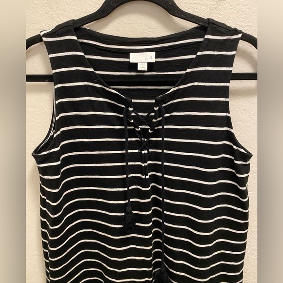 J. Jill Black And White Striped Midi Dress Size Small Petite - Picture 2 of 7